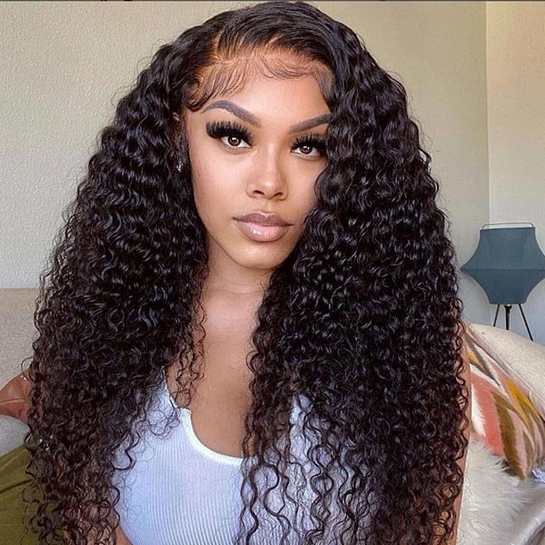 Junoda Transparent/HD Lace Wig Deep Wave Human Hair Wig with Adjustable Band at Back