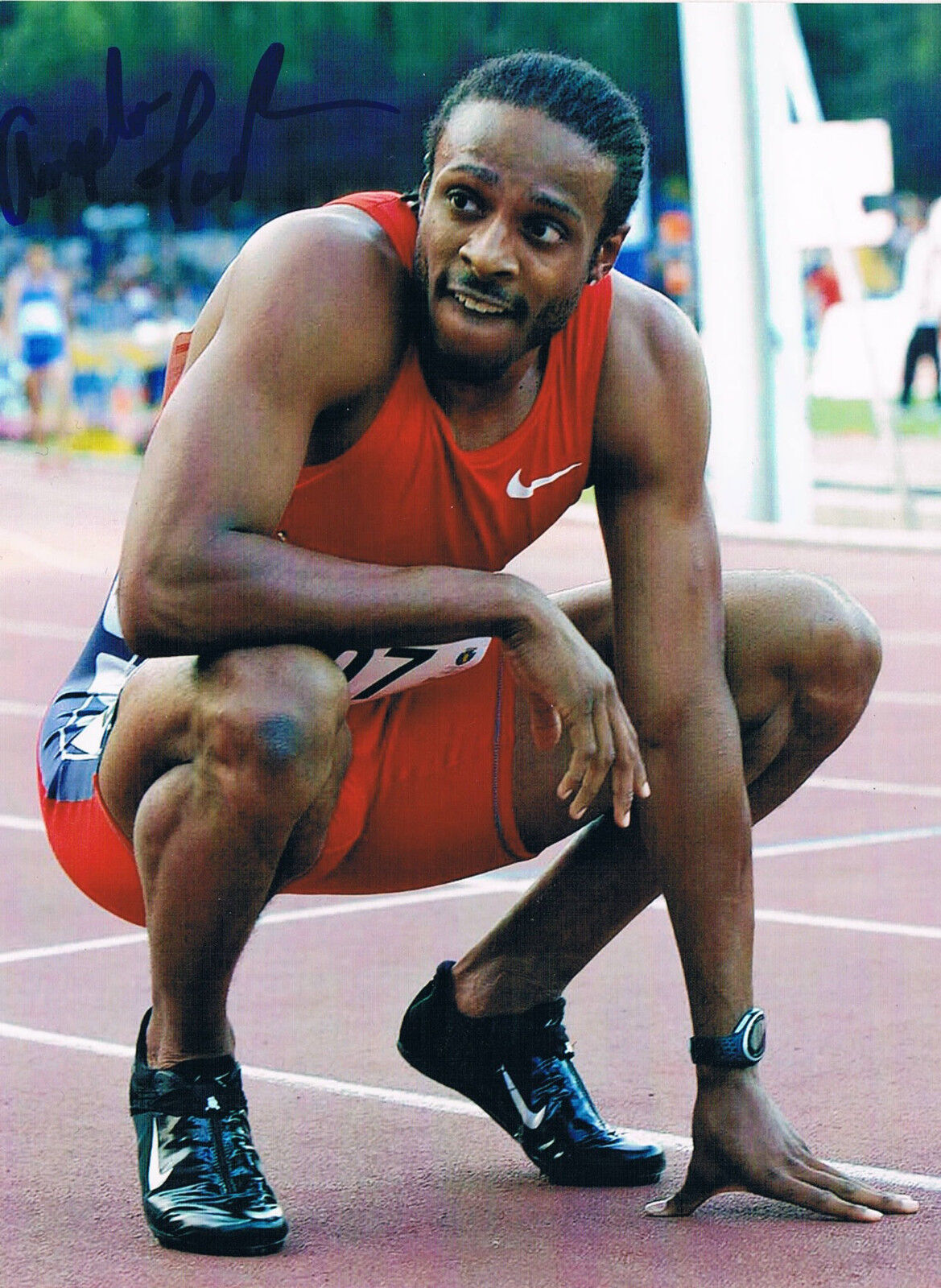 Angelo Taylor autograph 5x7 Photo Poster painting signed In Person US Olympic gold 400m hurdles