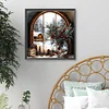 Weihnachten verschneite Fensterbank - runder Bohrer Diamantmalerei - 40*40cm