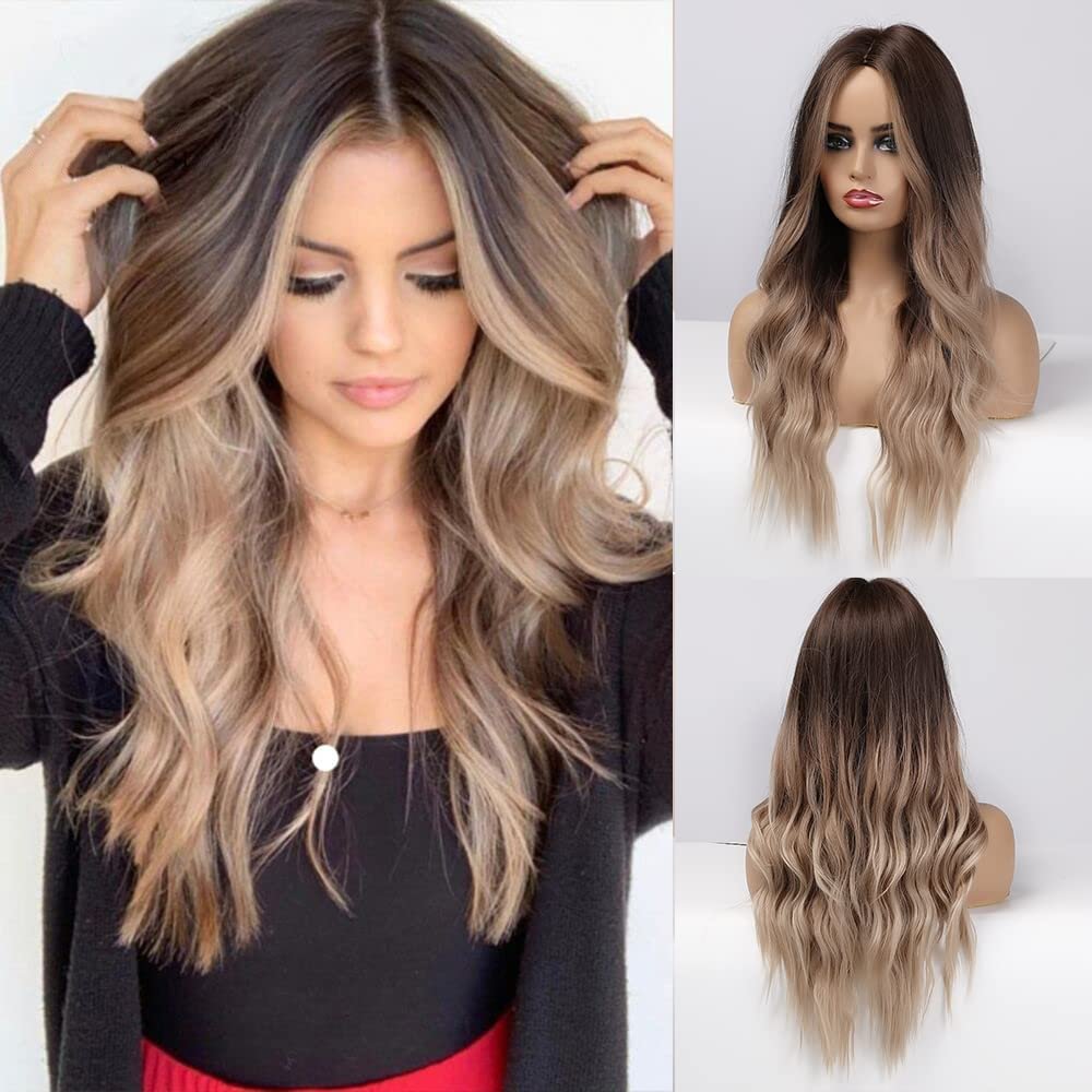 Long Wavy Body Wave Blonde Brown Wigs Daily Style US Mall Lifes