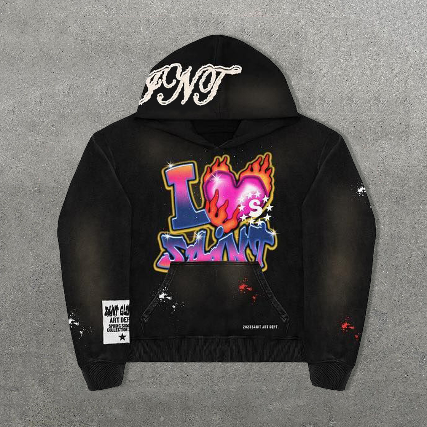 I Love Saint Print Long Sleeve Hoodies