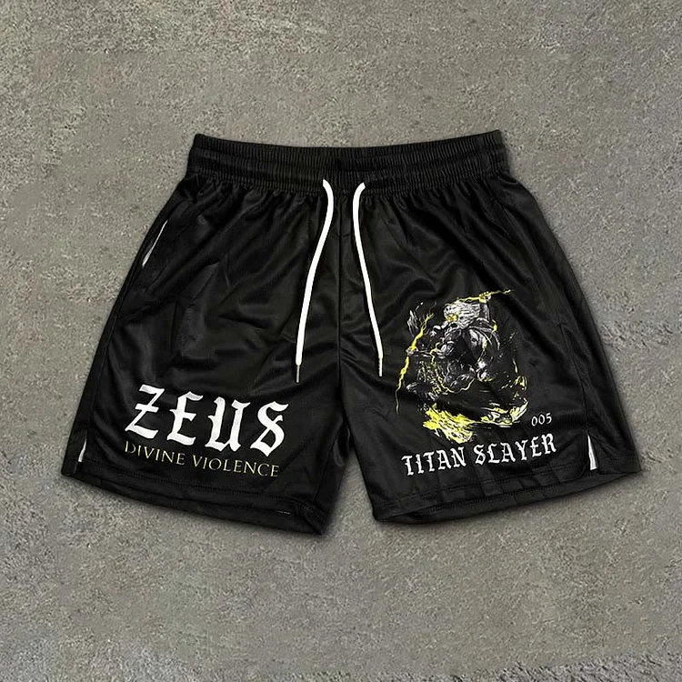 Sopula Zeus Print Casual Street Mesh Shorts