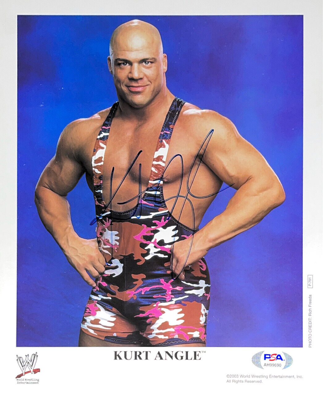 WWE KURT ANGLE P-791 HAND SIGNED AUTOGRAPHED 8X10 PROMO Photo Poster painting WITH PSA COA