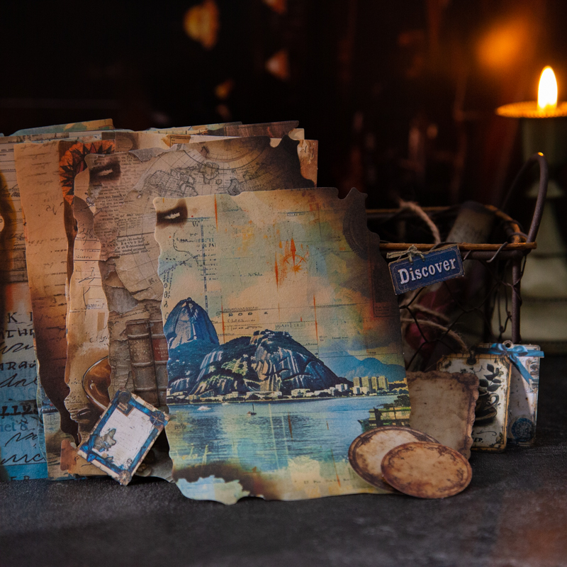 재료 패키지 - 뜨거운 흔적 이야기 시리즈 빈티지 불타는 꽃 커피 풍경