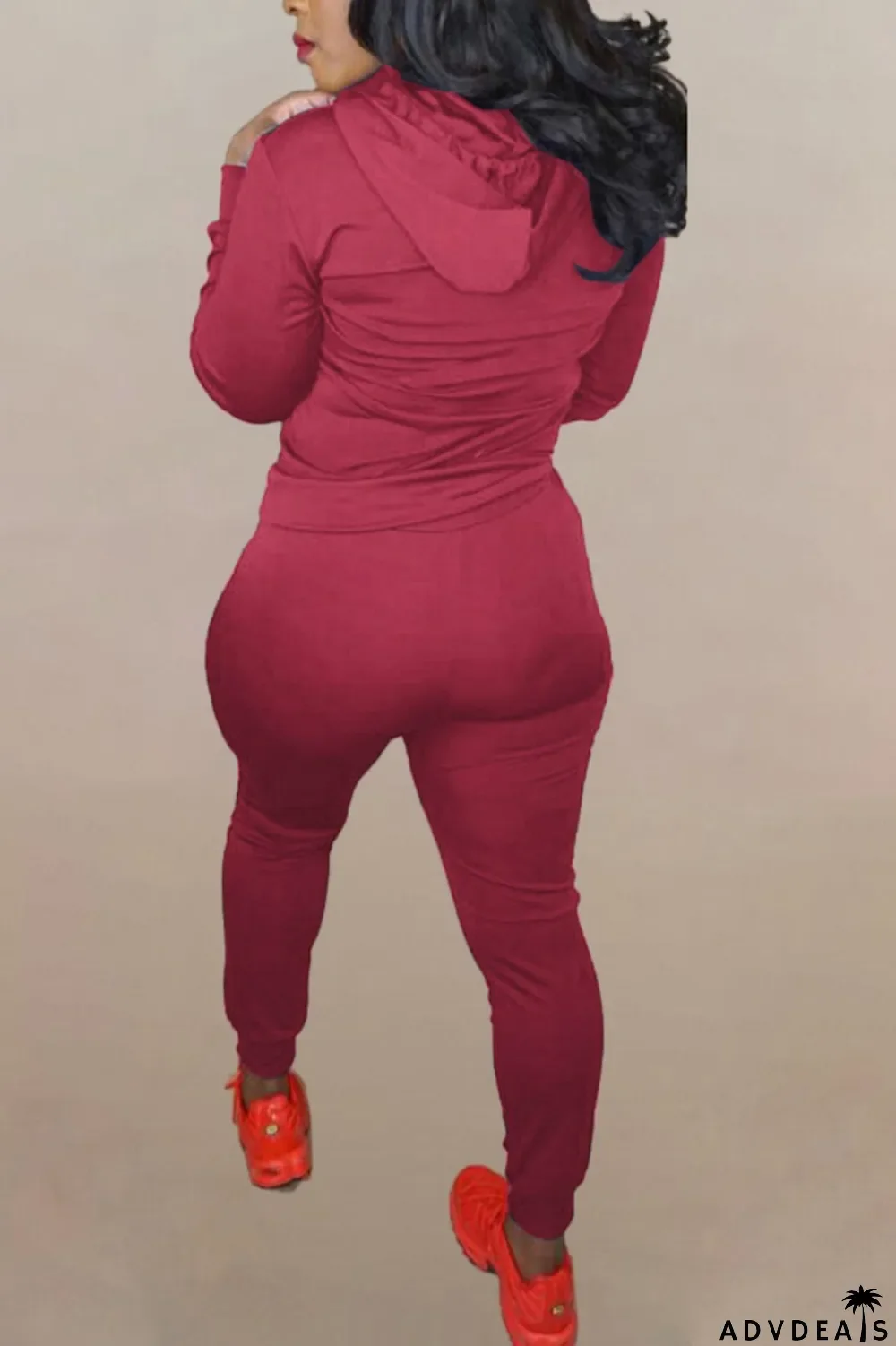 Brown Fashion Solid Ripped Hooded Collar Long Sleeve Two Pieces