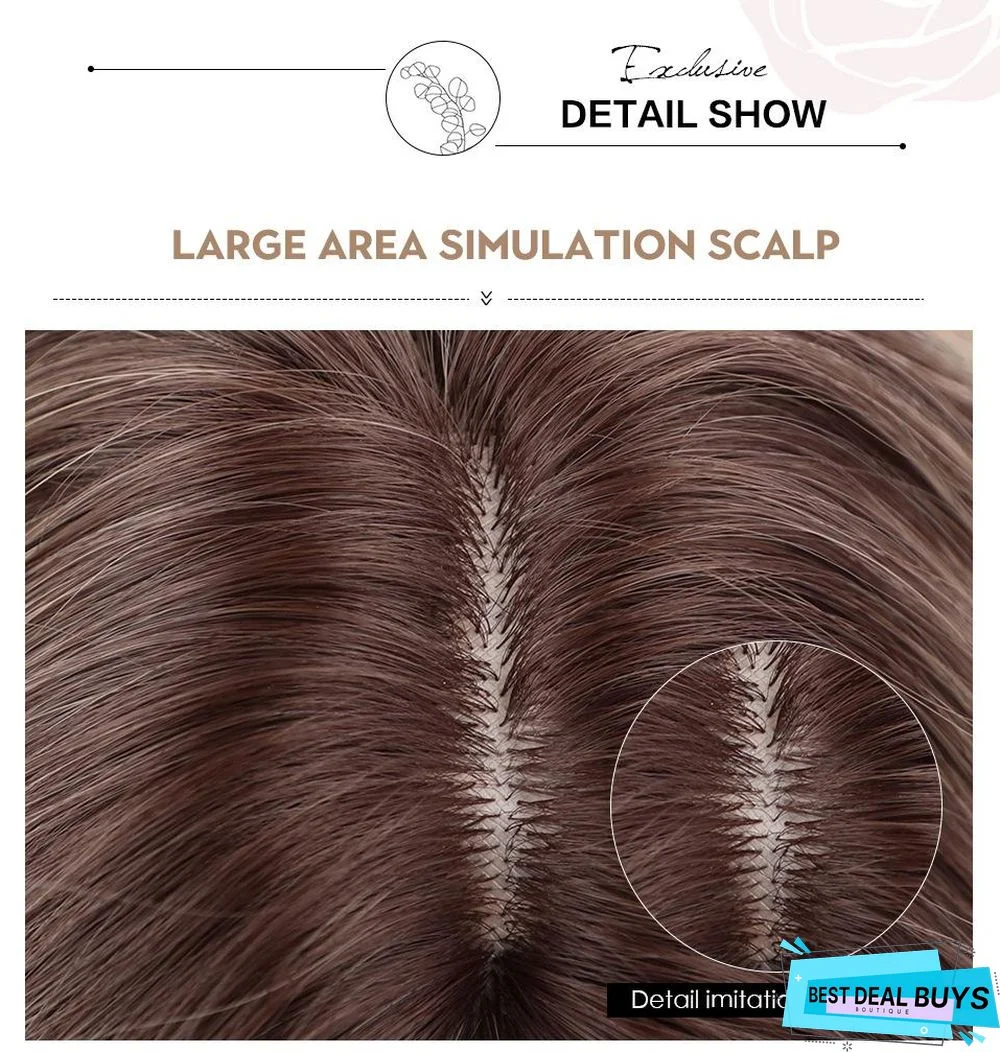 Gradient Highlight Gold Cartoon Long Straight Hair Headgear