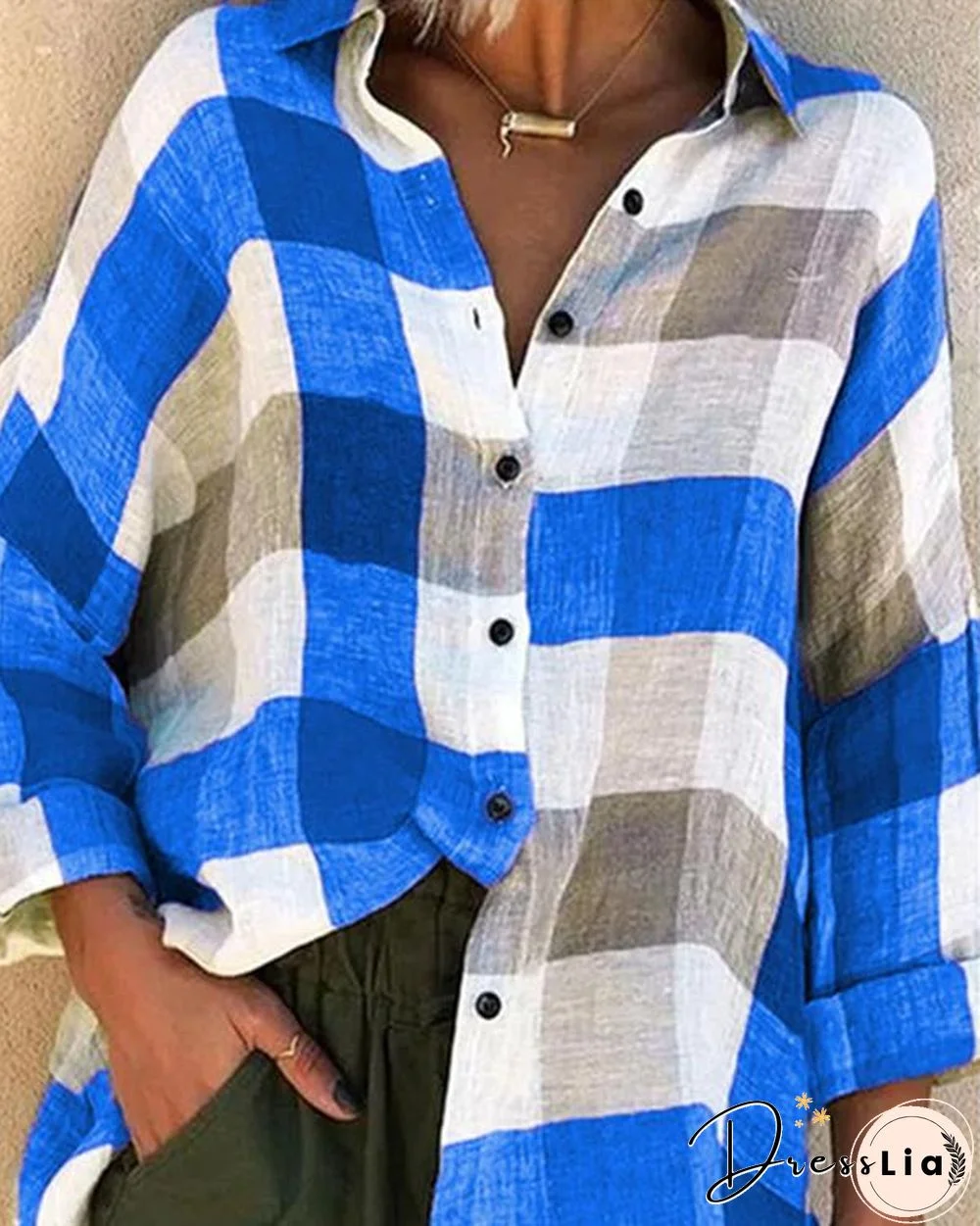 Women Long Sleeve Shirt Loose Plaid Shirts