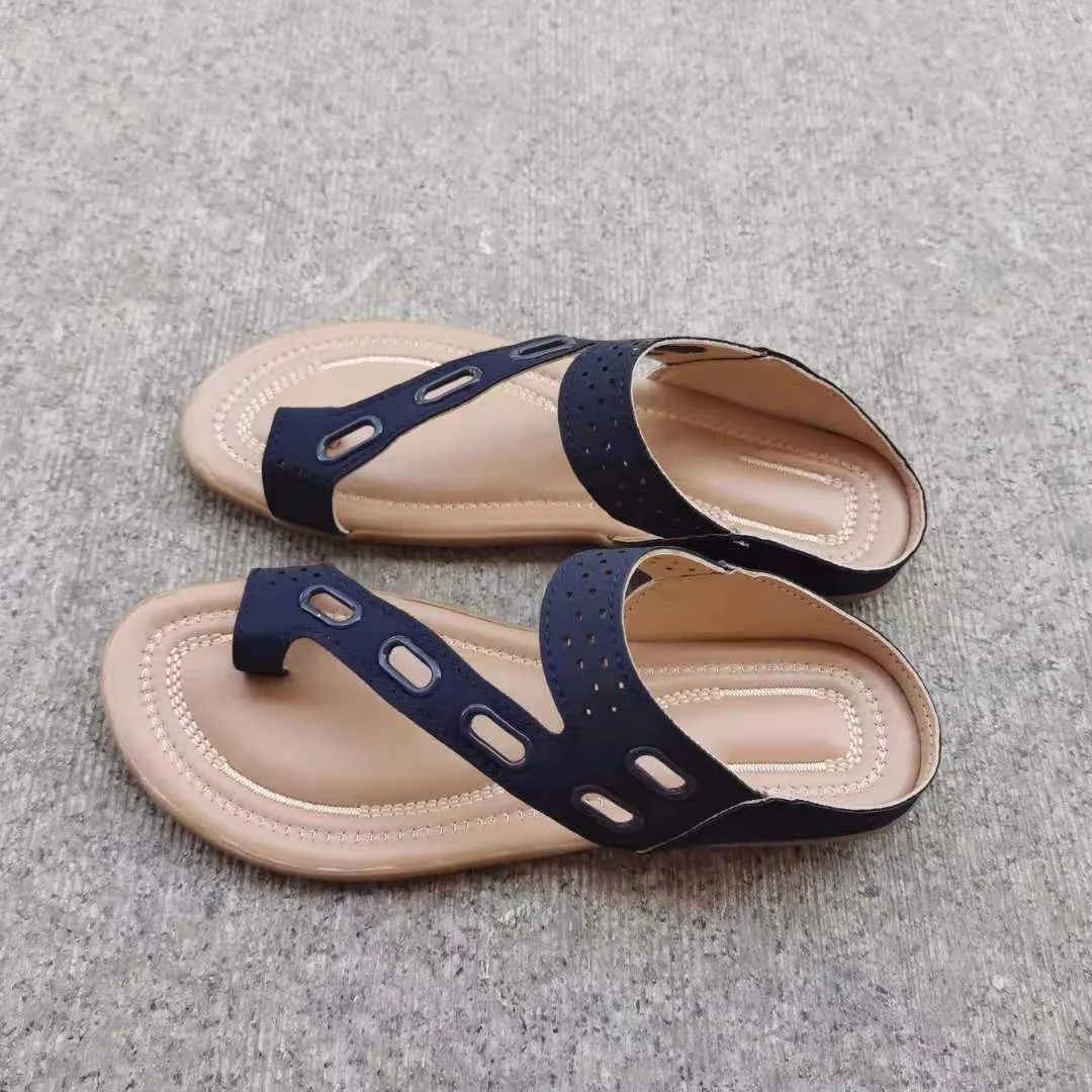 Yyvonne Clip Toe Slippers Hollow Splicing Flat Bottom Leisure 414243 Large Code Cold Drag