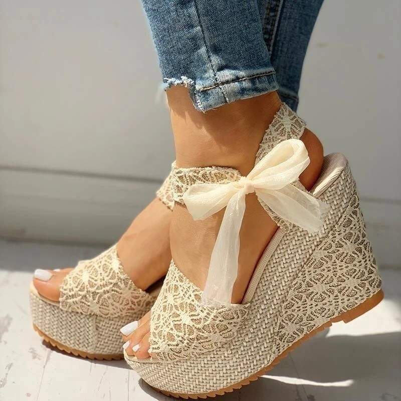 Women Fashion Summer Platform Wedge Sandals Ankle Strap Fish Mouth Espadrilles Sandals Sandalias Femininas Sandalen Sandales