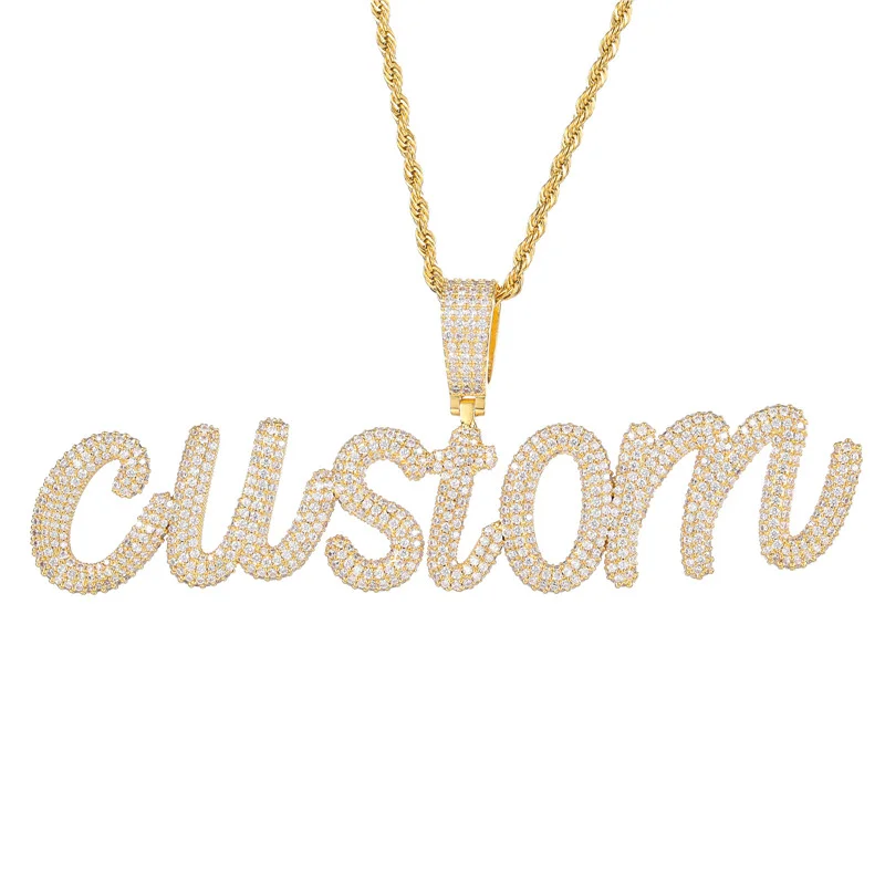 Custom Name Chain Iced Out Letters Pendant Necklace Jewelry-VESSFUL