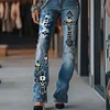 Women's Punk Rock Skull And Cross Print Jeans by Inlyline