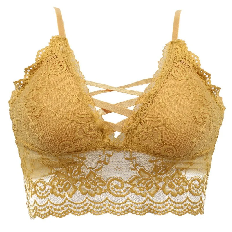 Front Beauty Sexy Lace Bralette Women Underwear Massage Padded Bras for Female Women's Brassiere Solid Color Crop Tops Bra