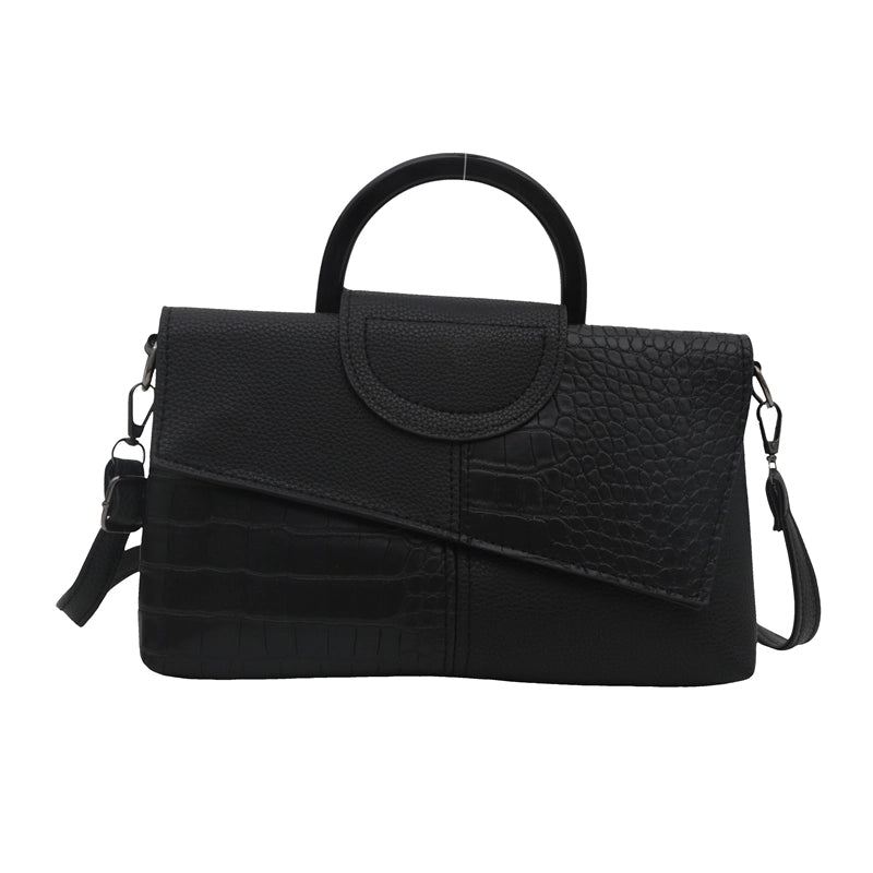 Women’s Pu Leather Color Block Streetwear Square Magnetic Buckle Crossbody Bag