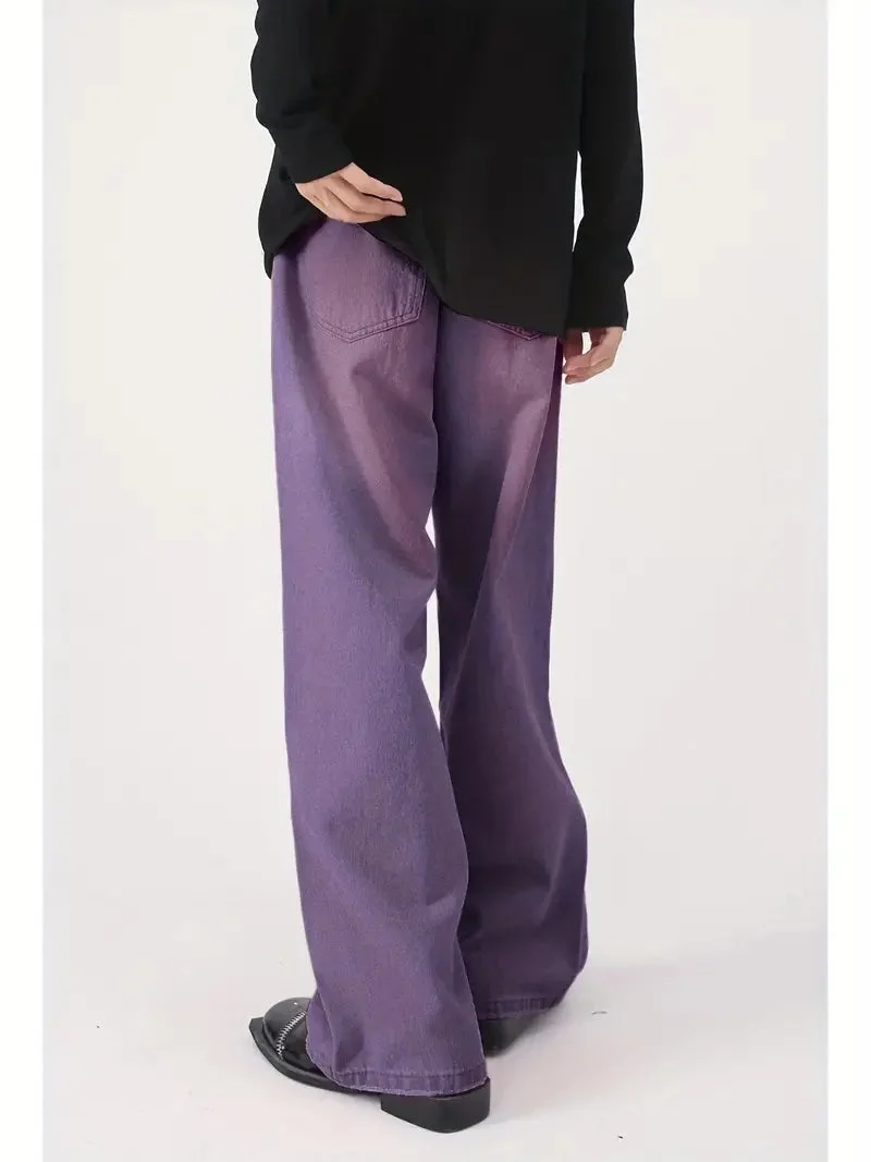 Brownm vintage upcycle baggy jeans with faded effect