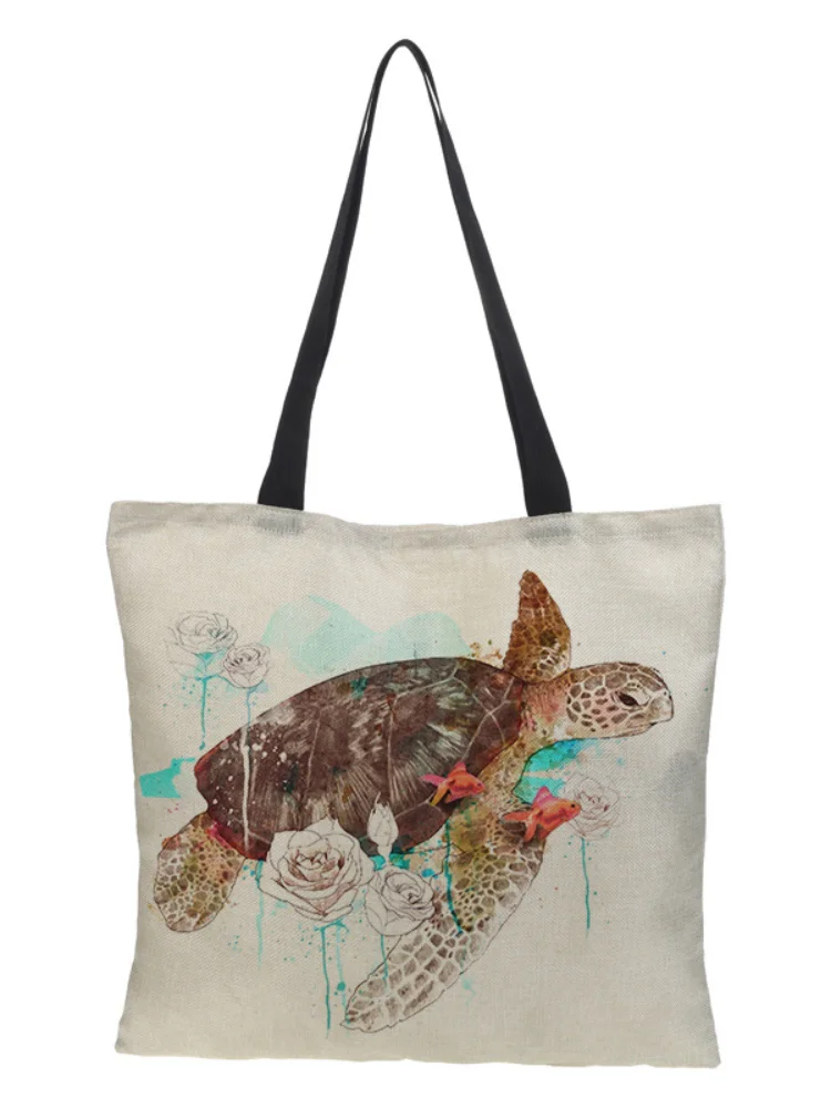 Sea Turtle Print Large Capacity Shoulder Bag