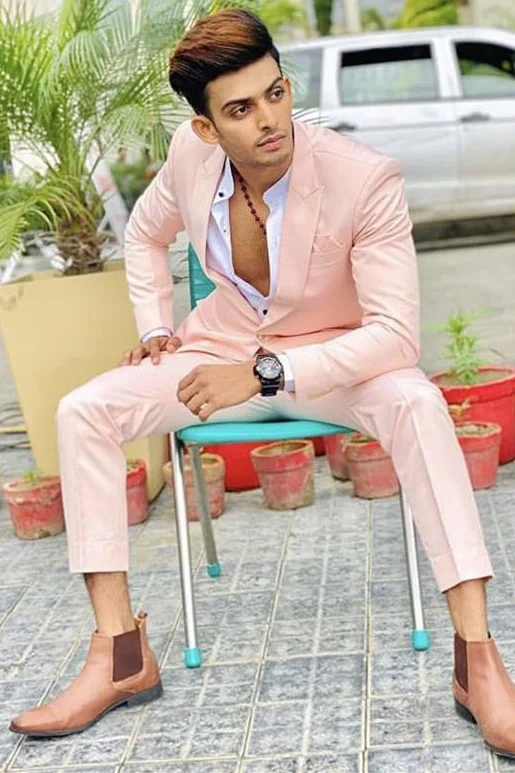 David Stylish Pink Homecoming Suit Handsome Partys With Peaked Lapel Party For Boy