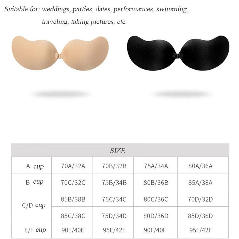 Mango-shaped pull-up and breathable silicone invisible bra