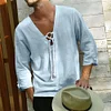 Gioiacombo&trade; Camicia da uomo in cotone e lino a maniche lunghe in stile spiaggia