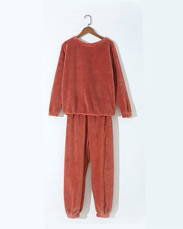 Autumn/ Winter With Cashmere And Thick Pajamas Pajama Pants Two Piece Casual Large Size Home Wear