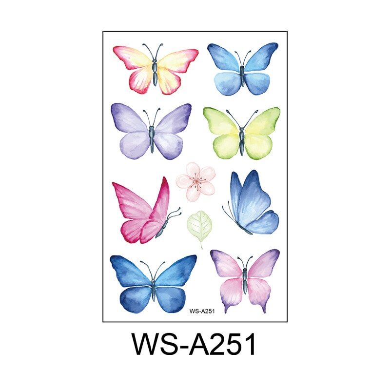10 kind Watercolor Floral Butterfly Tattoo Children Safe Makeup Temporary Flower Body Arm Disposable Sticker tatouage temporaire