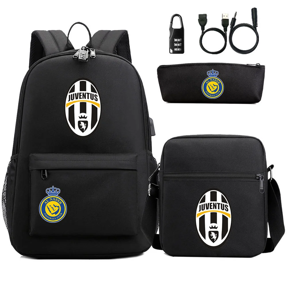 Buzzdaisy Cristiano Ronaldo-themed School Bag Set with USB Charging and Password Lock Function
