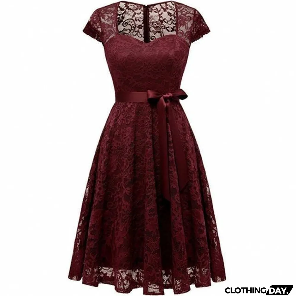 Lace Dress Women Dresses Short Sleeve Casual Evening Party A Line Plus Size Dress