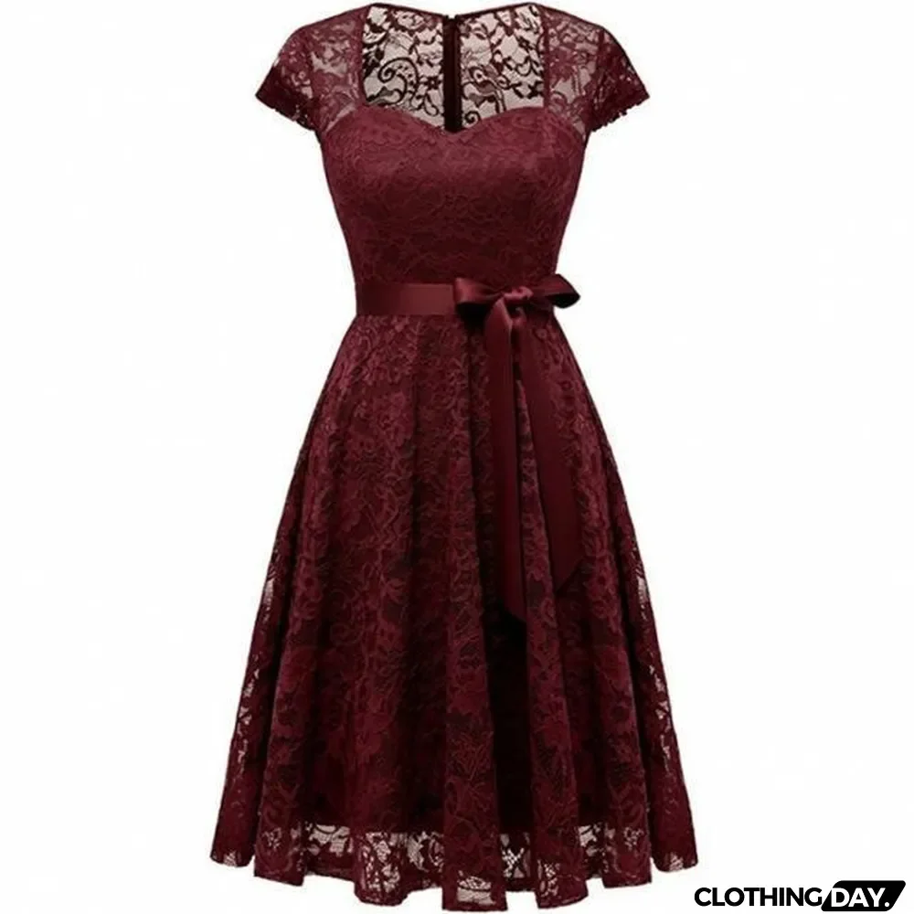 Lace Dress Women Dresses Short Sleeve Casual Evening Party A Line Plus Size Dress