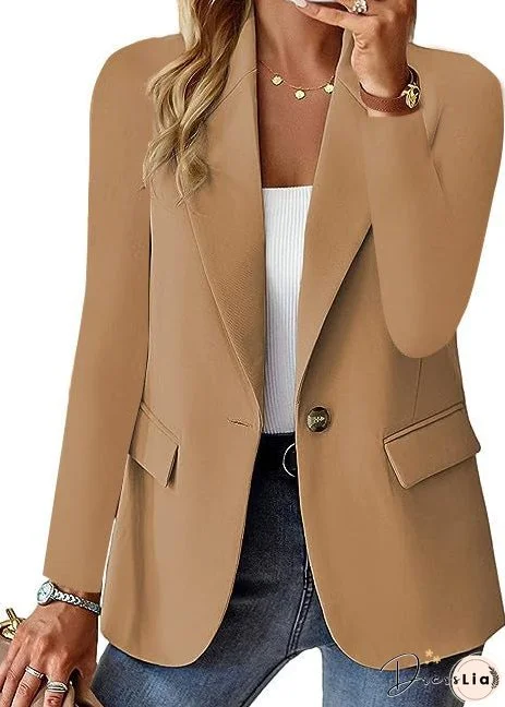Polyester Autumn Long Sleeve Solid Color Cardigan Small Suit Jacket For Women