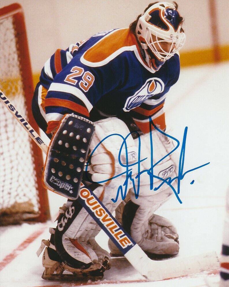 VINTAGE DARYL REAUGH SIGNED EDMONTON OILERS GOALIE 8x10 Photo Poster painting #2 Autograph