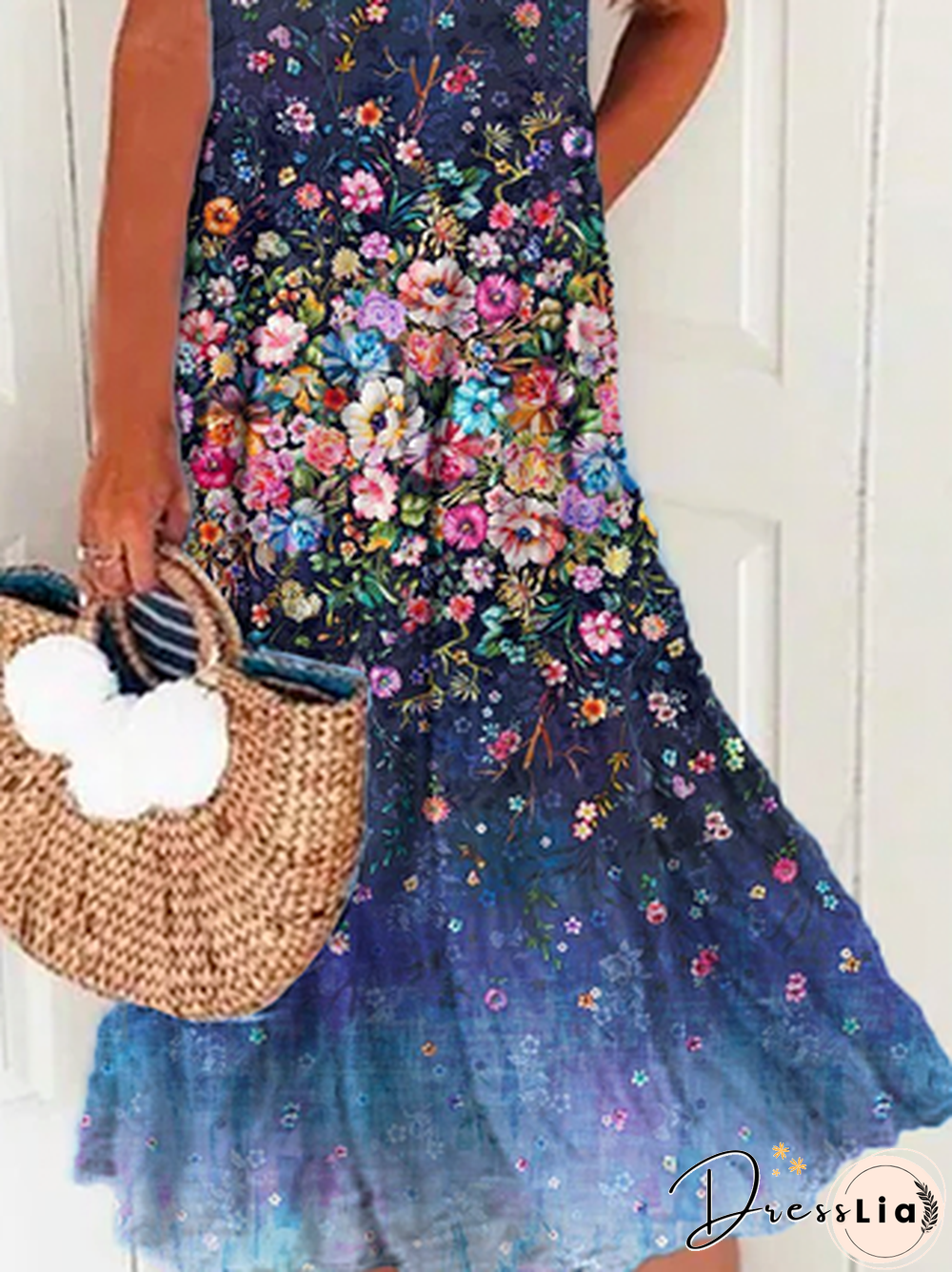 Plus size Floral Short Sleeve Casual Dresses