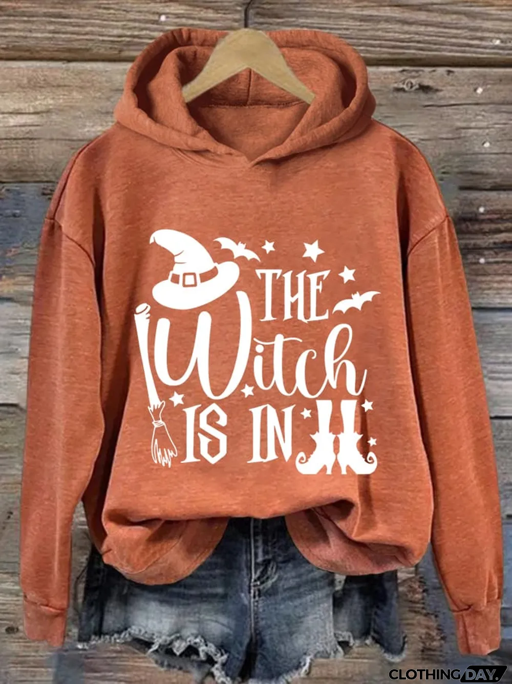 Women'S The Witch Is In Halloween Print Casual Hoodie