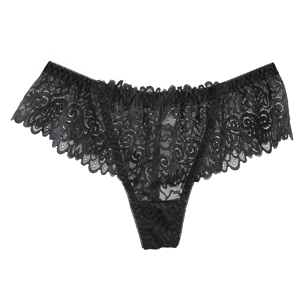 Mid Waist Lace Hollow Out Thong