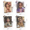 4Pcs S&eacute;rie De Filles De Dessin Anim&eacute;-Perceuse Ronde Peinture Au Diamant-30 * 40CM