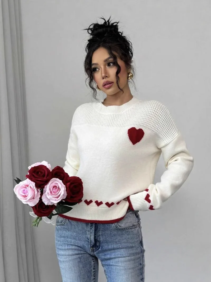 Athvotar Athvotar And Winter New Pure Couple Love Sweater Women Loose Collar Knitted Shirt