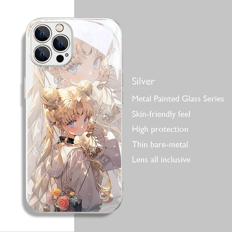 Anime Moon Girl Glass Phone Case