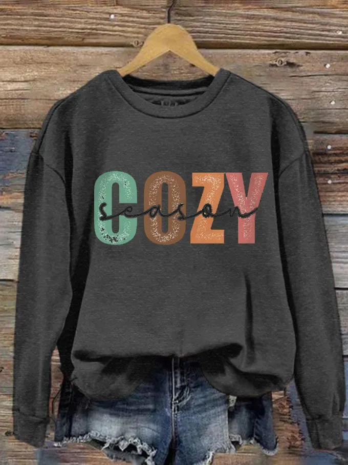 Women's Cozy Season Print Casual Sweatshirt 