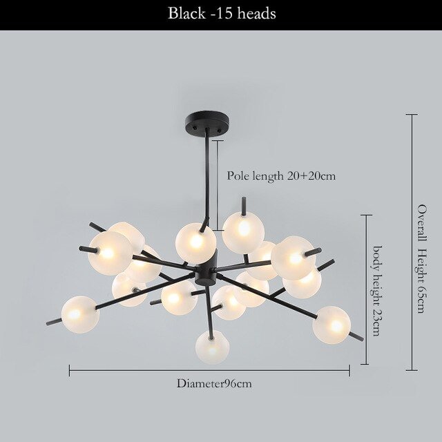 9/12/15Heads Nordic Molecular Glass Ball Chandelier Postmodern Simple Designer Model Room Lustres Lighting