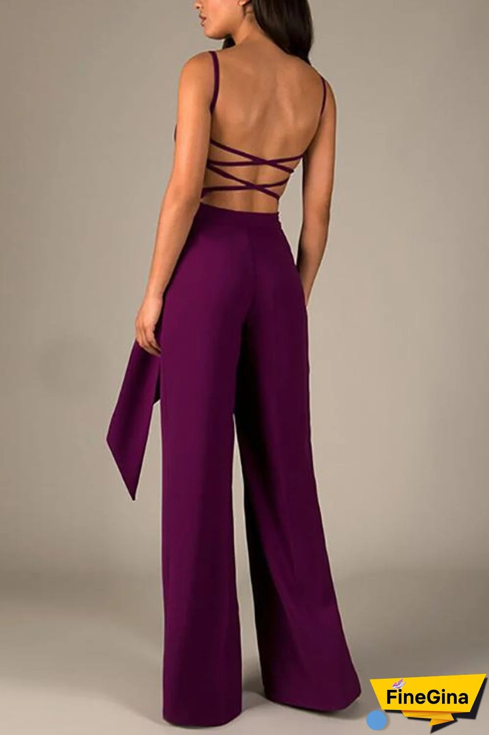Knot Backless Slip Jumpsuits