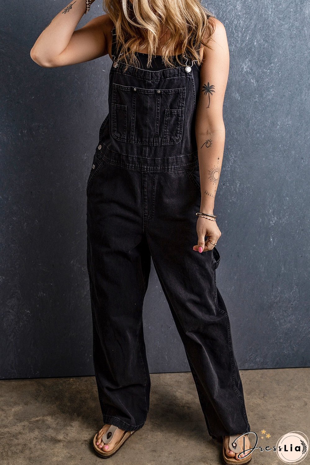 Adjustable Buckle Straps Denim Overalls