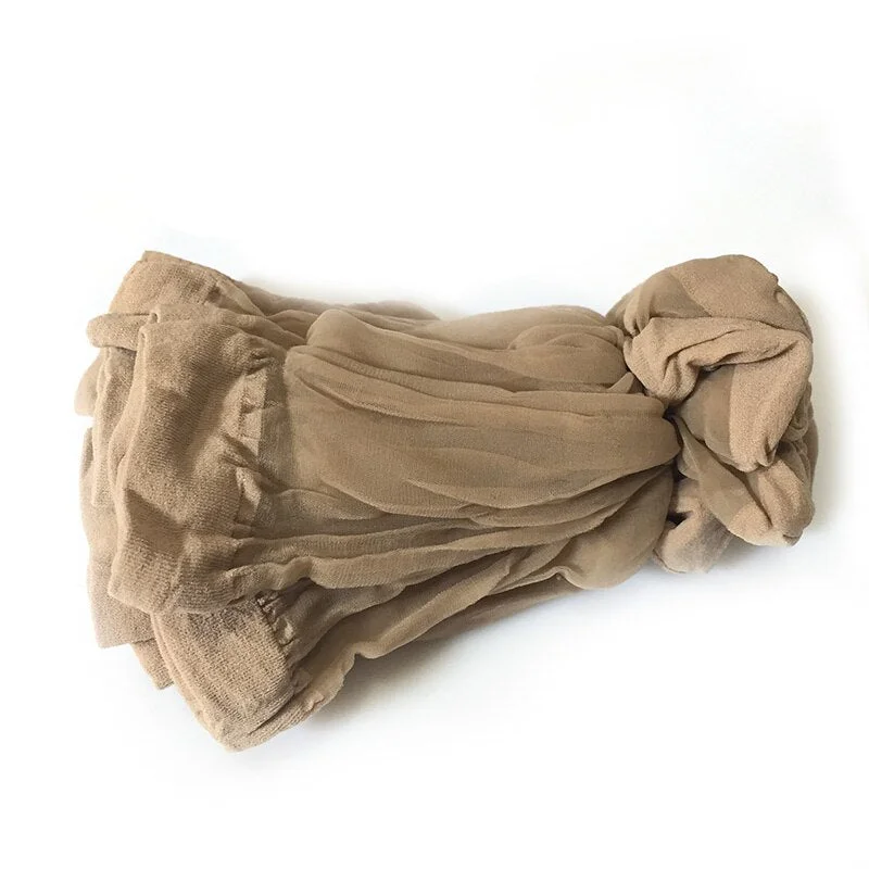 10airs wholesale women summer sexy ultrathin transparent crystal silk socks high elastic skin color nylon short socks