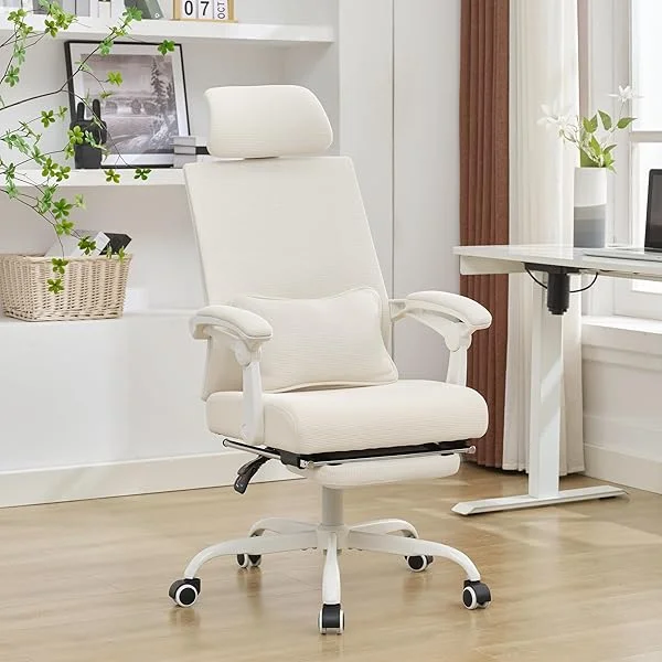 Ergonomic Office Chair, Reclining Mesh Office Chair with High Back & Memory Sponge Seat, Home Desk Computer Chairs with Adjustable Headrests & Linkage Armrests