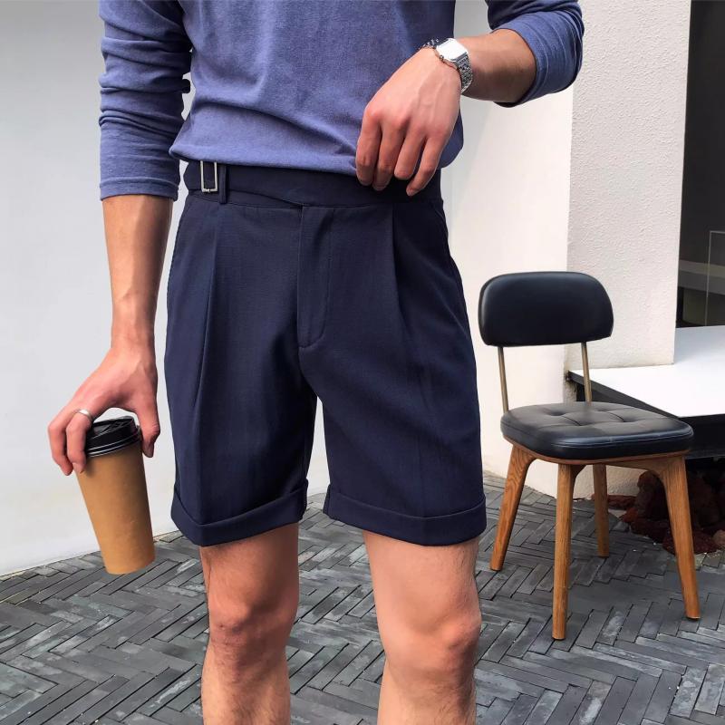 Men's Vintage Solid Straight Suit Shorts 54640308Z