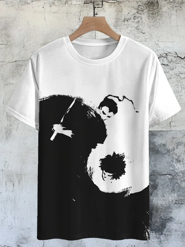 Men's Tai Chi Yin Yang Warrior Art Print Casual T-Shirt
