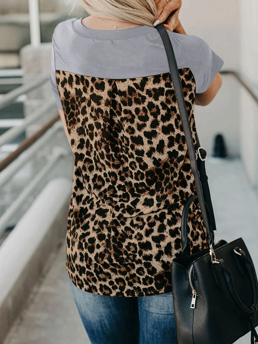 Leopard/Sunflower Short Sleeve T-shirt