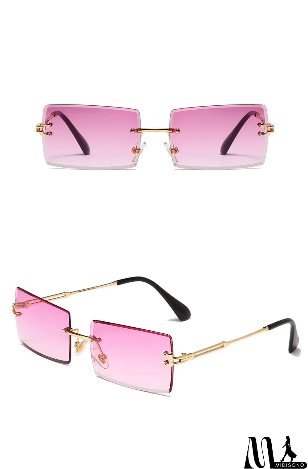 MidiSono - Women Rimless Metal Square Sunglasses