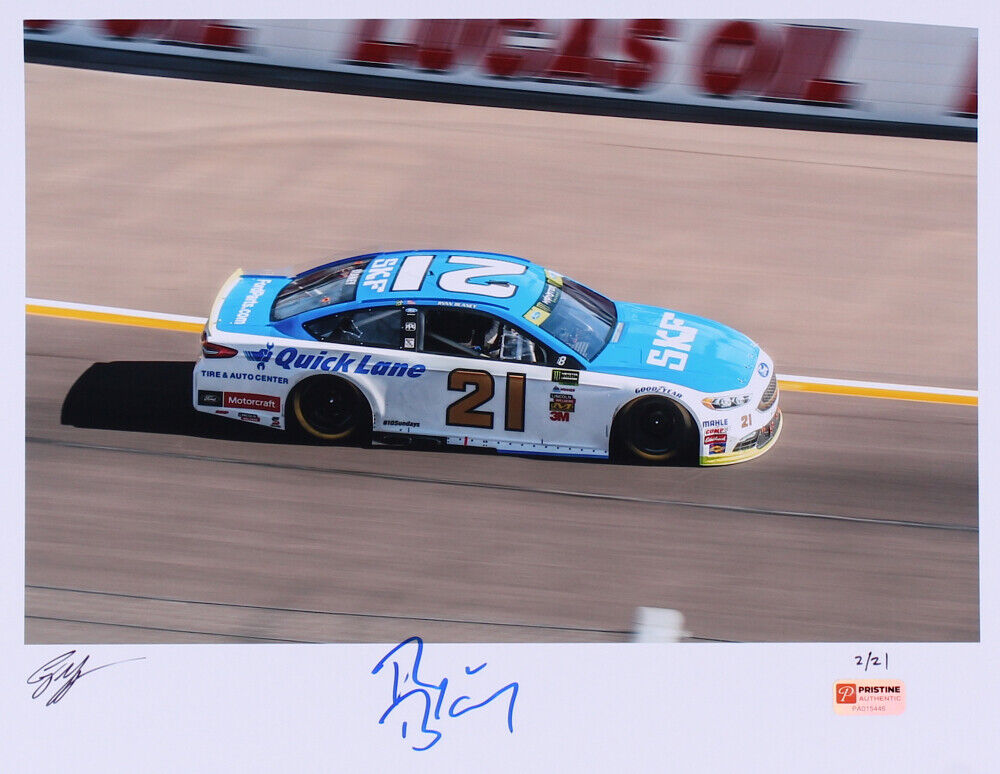 Ryan Blaney & Corey Grapevine Signed LE ~NASCAR~ 11x14 Race Photo Poster painting #9/21 (PA COA)