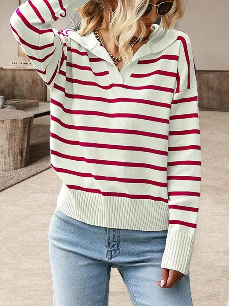 Casual Striped Sweater Soft Comfortable Warm Top socialshop
