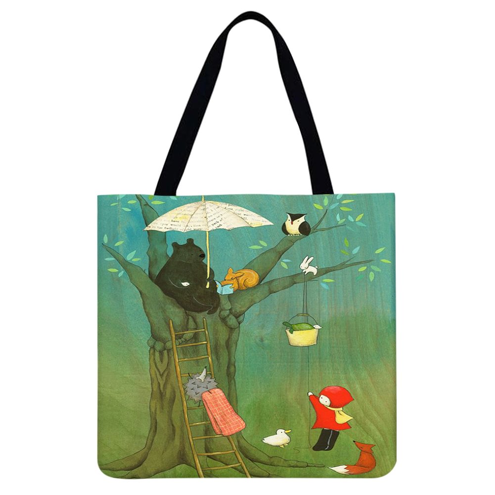 Linen Tote Bag - Forest animals