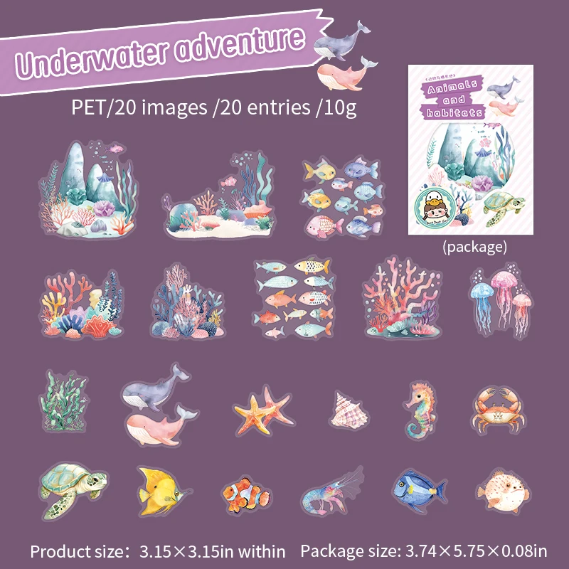 PET Sticker - Animal and Habitats Series Kawaii Landscaping 