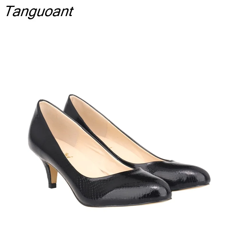 Tanguoant Ladies Shoes Women Pumps New Solid Tip High Heels Woman Zapatos Mujer Office Medium Heel 332-1XEY